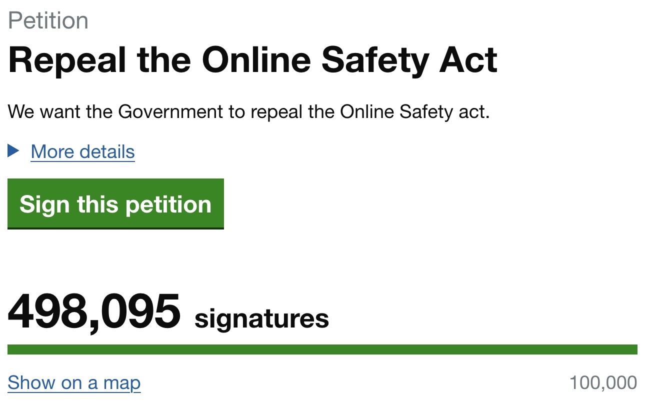 Repeal the Online Safety Act / Petitions UK Government and Parliament