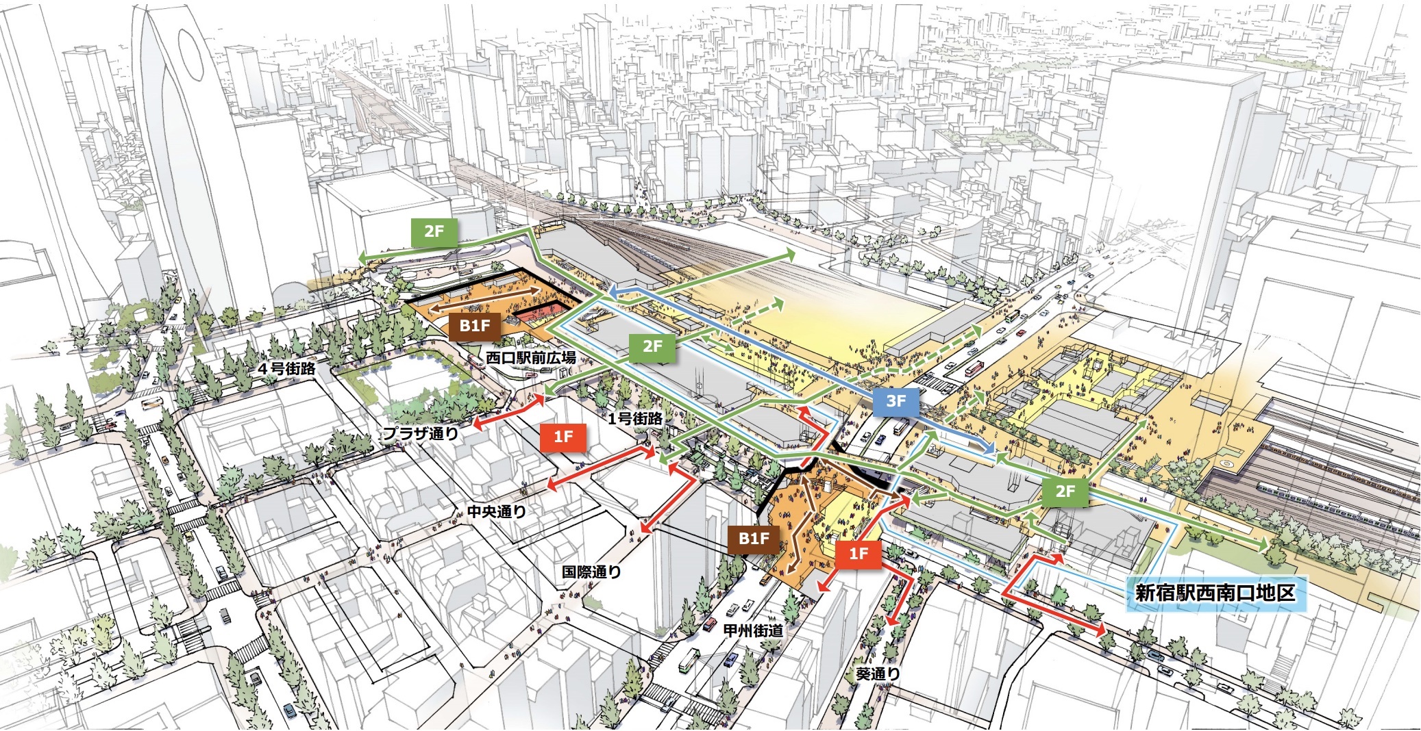 Shinjuku Pedestrian Network (Subject to change) / Shinjuku City