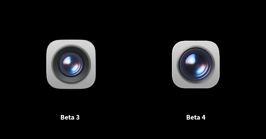 Comparison of Camera icons between iOS 26 Beta 3 and iOS Beta 4