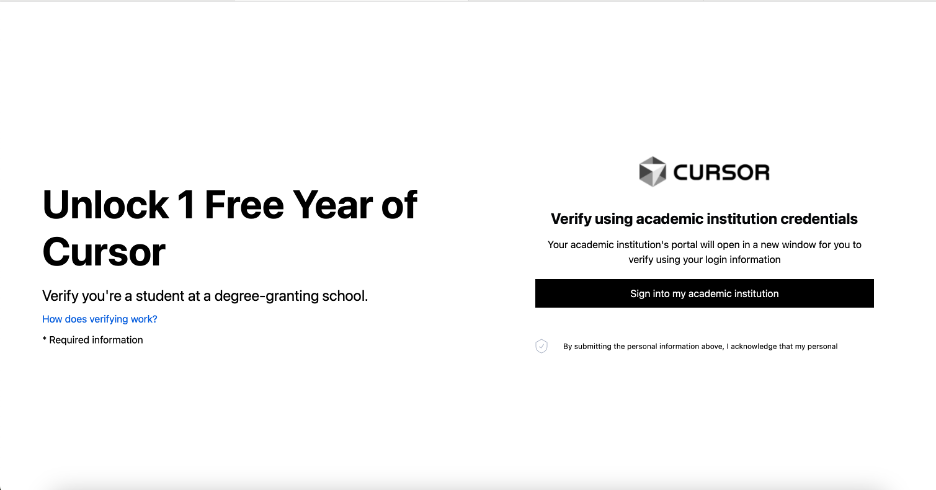 The page of requiring SignIn into your academic institution