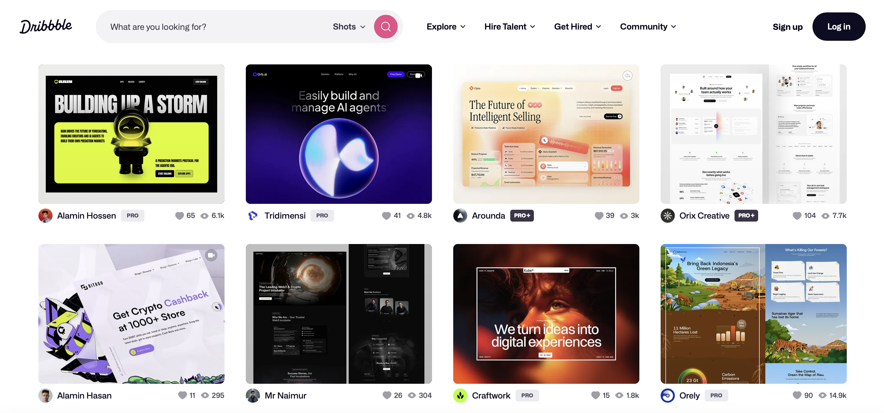 Website UI design on dribbble.com