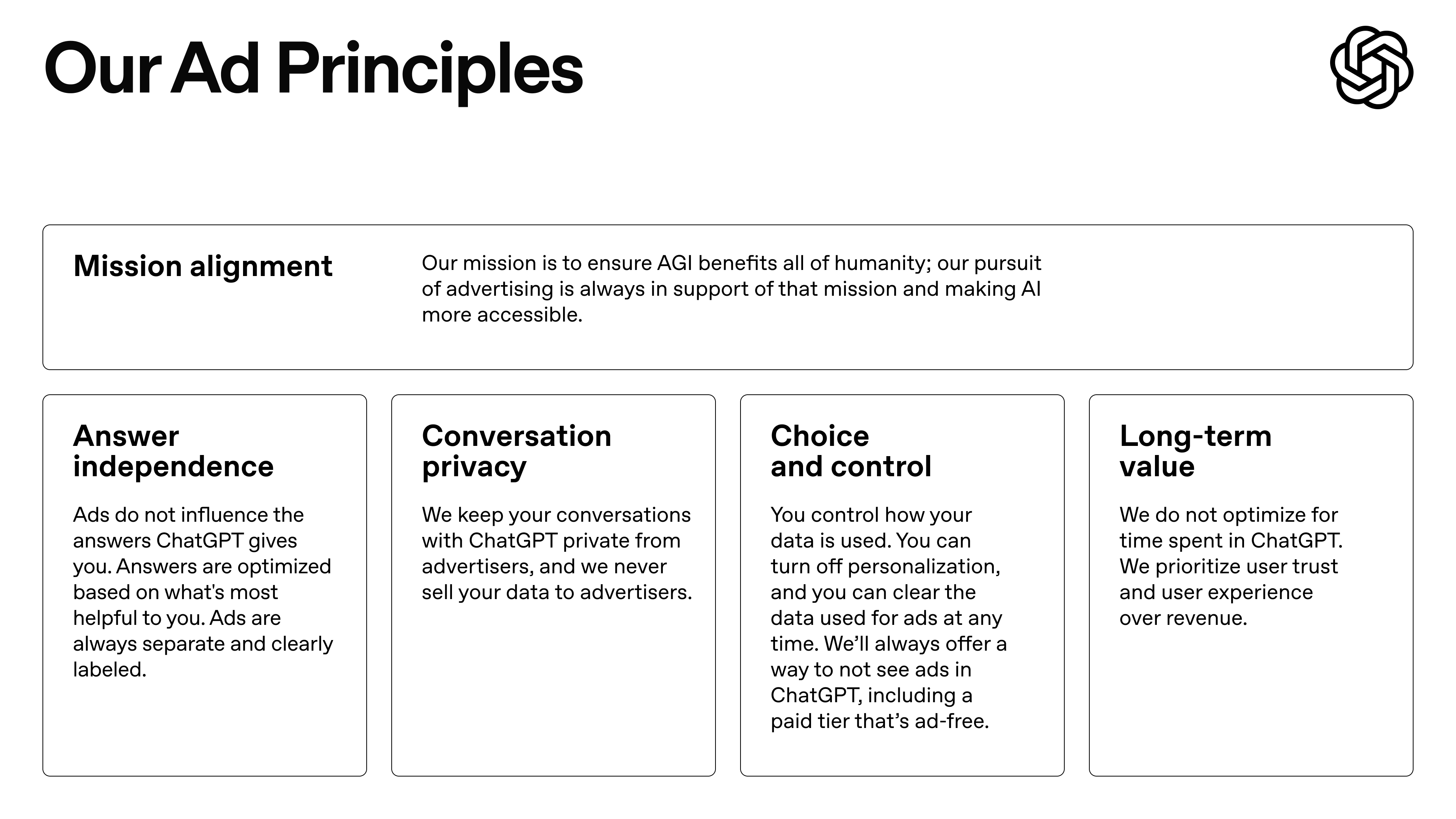 OpenAI shares their advertising principles.