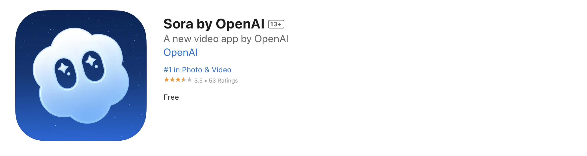 Sora app on Apps Store.
